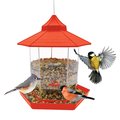 Sun Joe Wild Bird Hanging Feeder, Hexagon Shape w/ Roof, 2.15 lb Seed Capacity, Red SJ-WBFX-RED